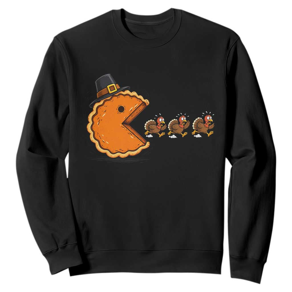 Funny Thanksgiving Pumpkin Pie Eating Turkey Video Game Lover Sweatshirt