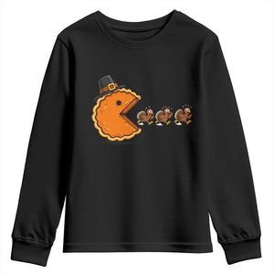 Funny Thanksgiving Pumpkin Pie Eating Turkey Video Game Lover Youth Sweatshirt
