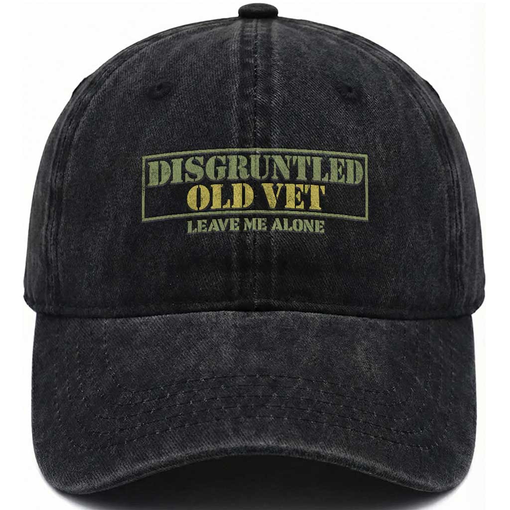 Disgruntled Old Veteran Leave Me Alone Washed Cotton Baseball Cap Funny Grumpy Old Vet Military