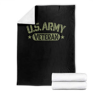 US Army Veteran Throw Blanket Retired Military Vintage Stencil Stars Graphic