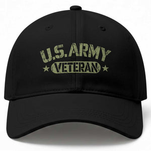 US Army Veteran Baseball Cap Retired Military Vintage Stencil Stars Graphic