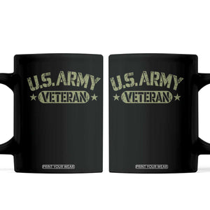 US Army Veteran Coffee Mug Retired Military Vintage Stencil Stars Graphic