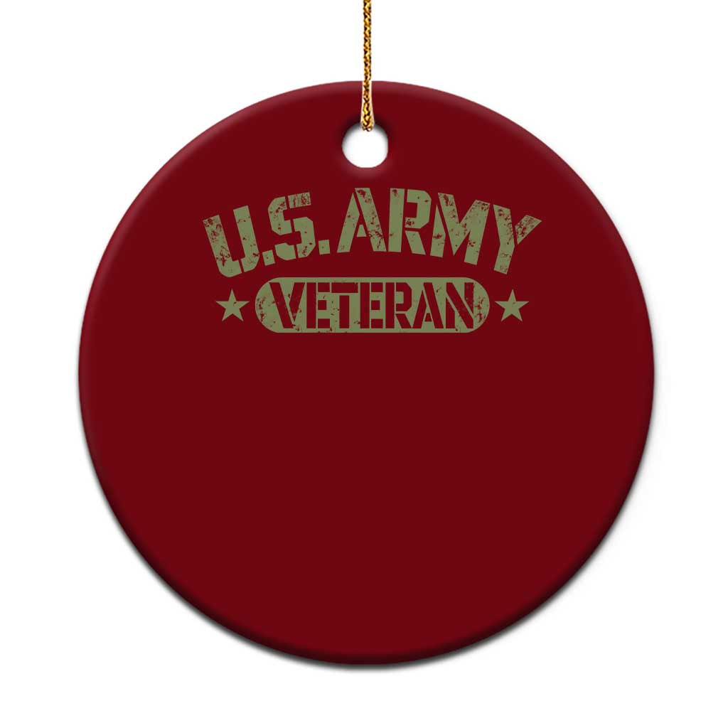 US Army Veteran Ceramic Ornament Retired Military Vintage Stencil Stars Graphic