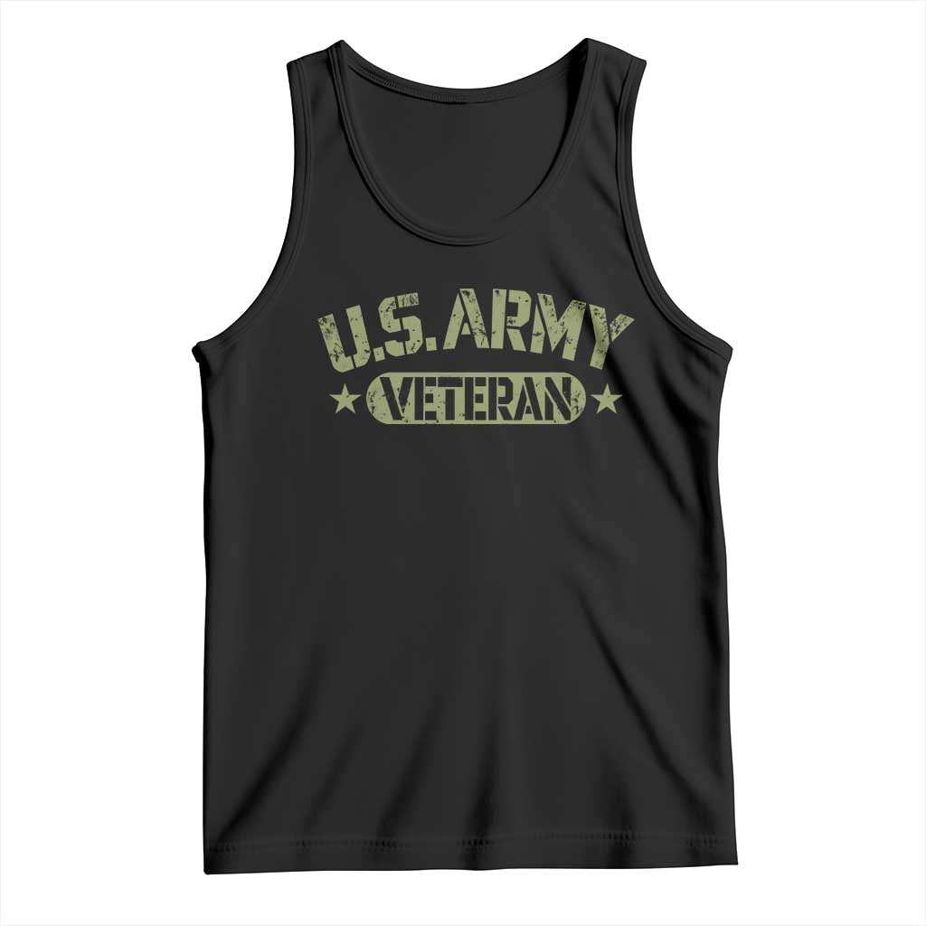 US Army Veteran Tank Top Retired Military Vintage Stencil Stars Graphic