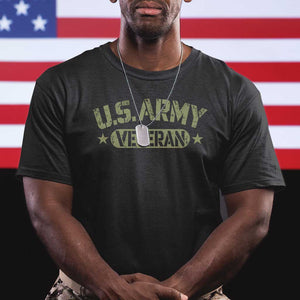 US Army Veteran T Shirt Retired Military Vintage Stencil Stars Graphic