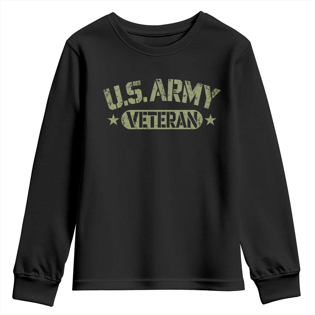US Army Veteran Youth Sweatshirt Retired Military Vintage Stencil Stars Graphic