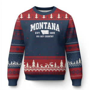 Montana Big Sky Country Ugly Christmas Sweater MT Vintage Athletic Style