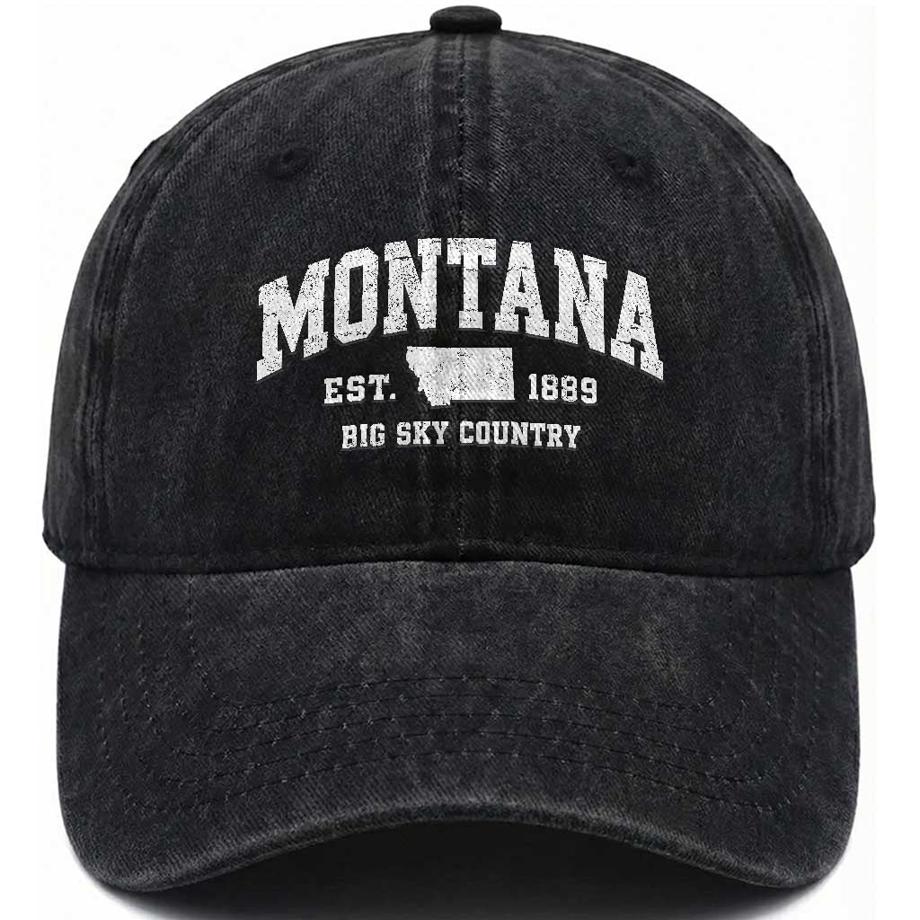 Montana Big Sky Country Washed Cotton Baseball Cap MT Vintage Athletic Style