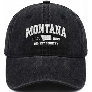 Montana Big Sky Country Washed Cotton Baseball Cap MT Vintage Athletic Style
