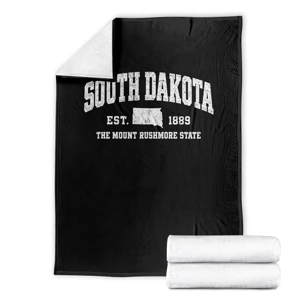 South Dakota The Mount Rushmore State Throw Blanket SD Vintage Athletic Style