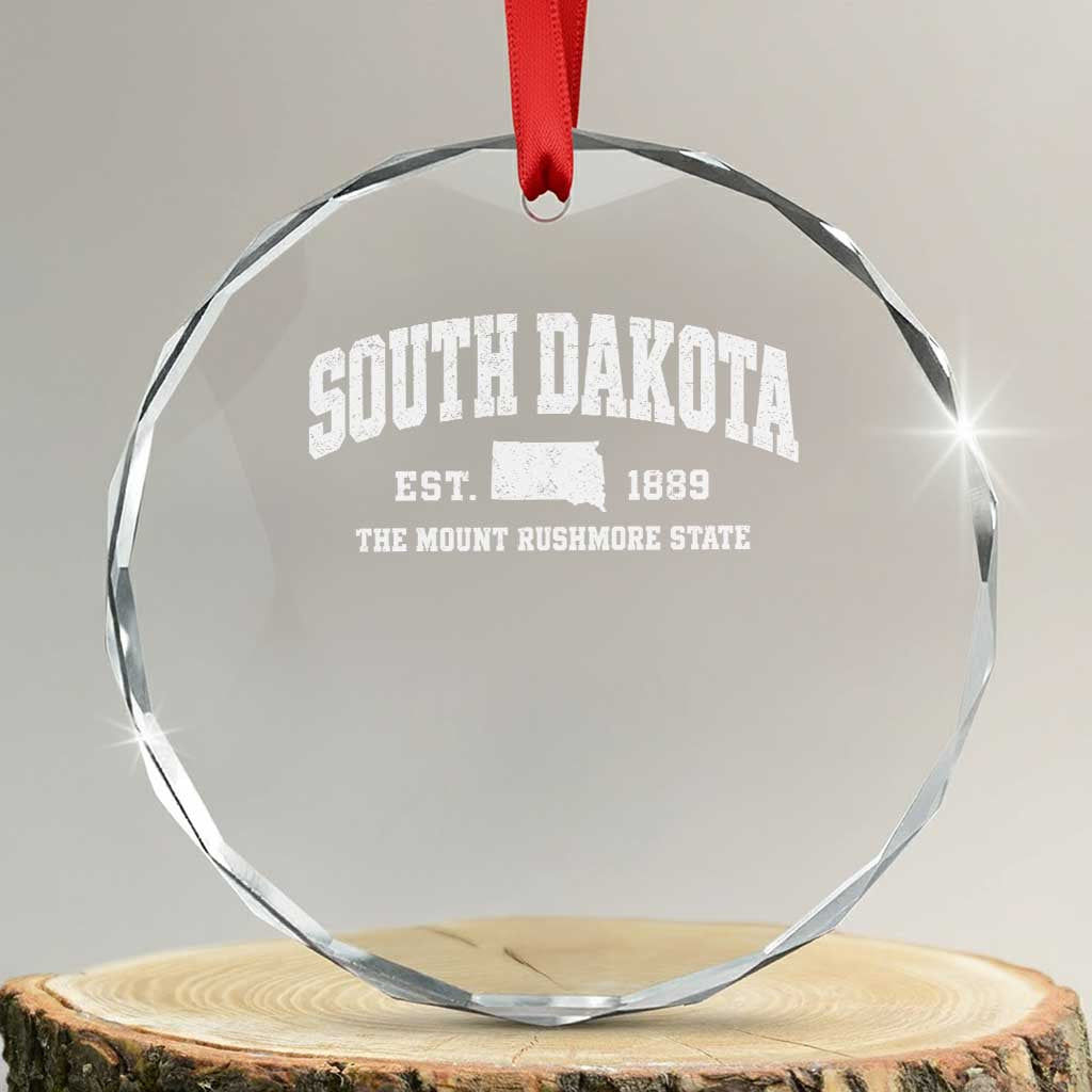 South Dakota The Mount Rushmore State Crystal Glass Ornament SD Vintage Athletic Style
