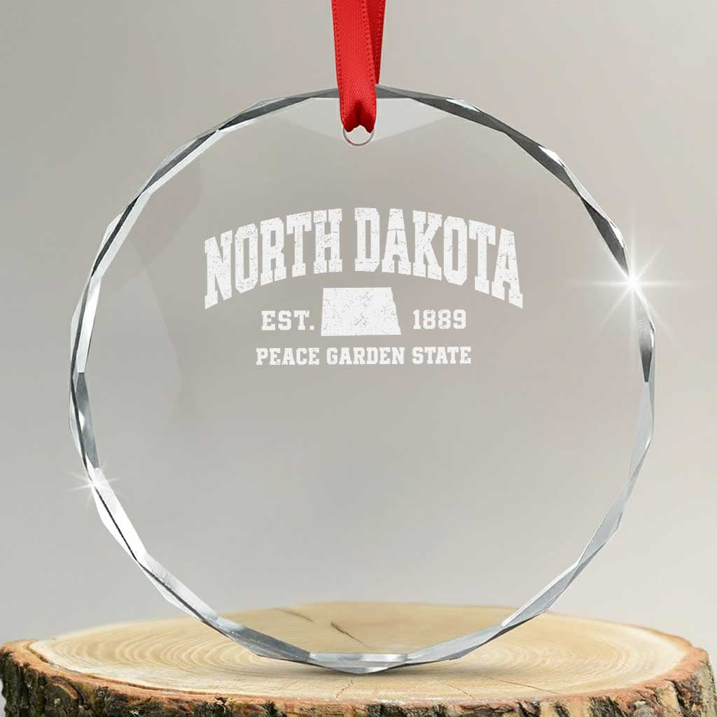 North Dakota Peace Garden State Crystal Glass Ornament ND Vintage Athletic Style