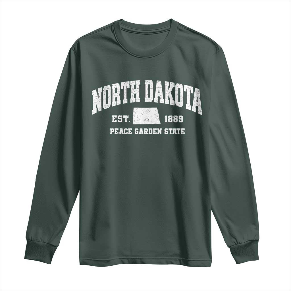 North Dakota Peace Garden State Long Sleeve Shirt ND Vintage Athletic Style