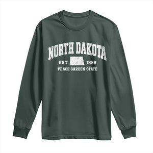 North Dakota Peace Garden State Long Sleeve Shirt ND Vintage Athletic Style