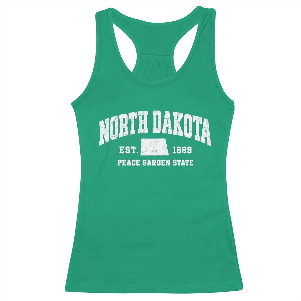 North Dakota Peace Garden State Racerback Tank Top ND Vintage Athletic Style