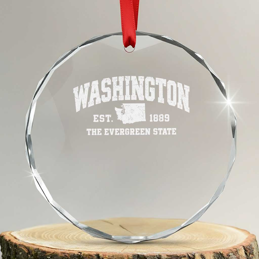Washington The Evergreen State PNW Vintage Pride Crystal Glass Ornament