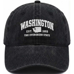 Washington The Evergreen State PNW Vintage Pride Washed Cotton Baseball Cap