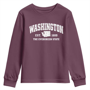 Washington The Evergreen State PNW Vintage Pride Youth Sweatshirt