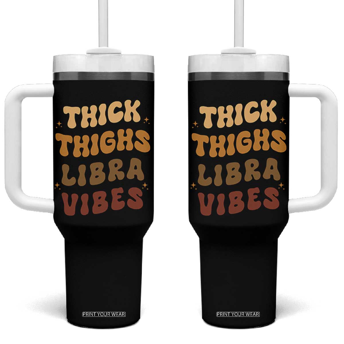 Thick Thighs Libra Vibes Zodiac Melanin Tumbler With Handle African American Black Queen