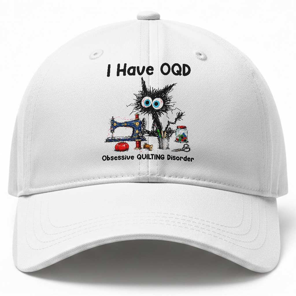 Funny Sewing Quilting Cat Baseball Cap I Have OQD Obsessive Quilting Disorder