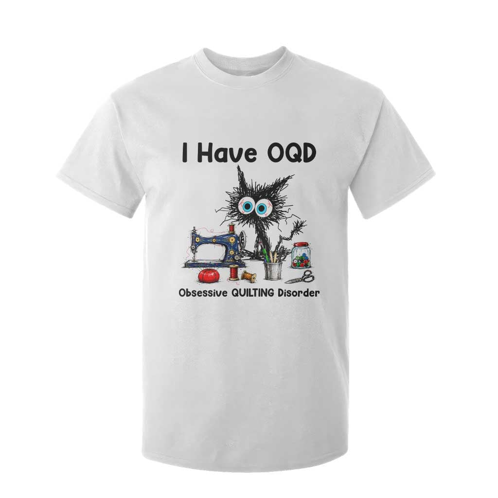 Funny Sewing Quilting Cat T Shirt For Kid I Have OQD Obsessive Quilting Disorder