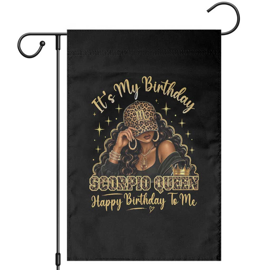 It Is My Birthday Scorpio Queen Garden Flag Happy Birthday to Me Black Woman Camo Zodiac