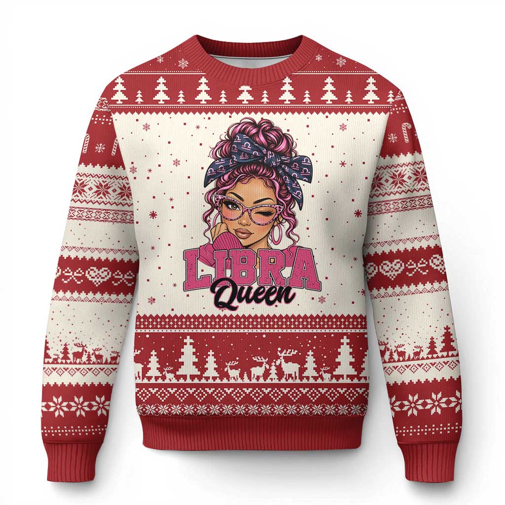 Libra Queen Ugly Christmas Sweater October Birthdays Zodiac Astrology Horoscope Gift