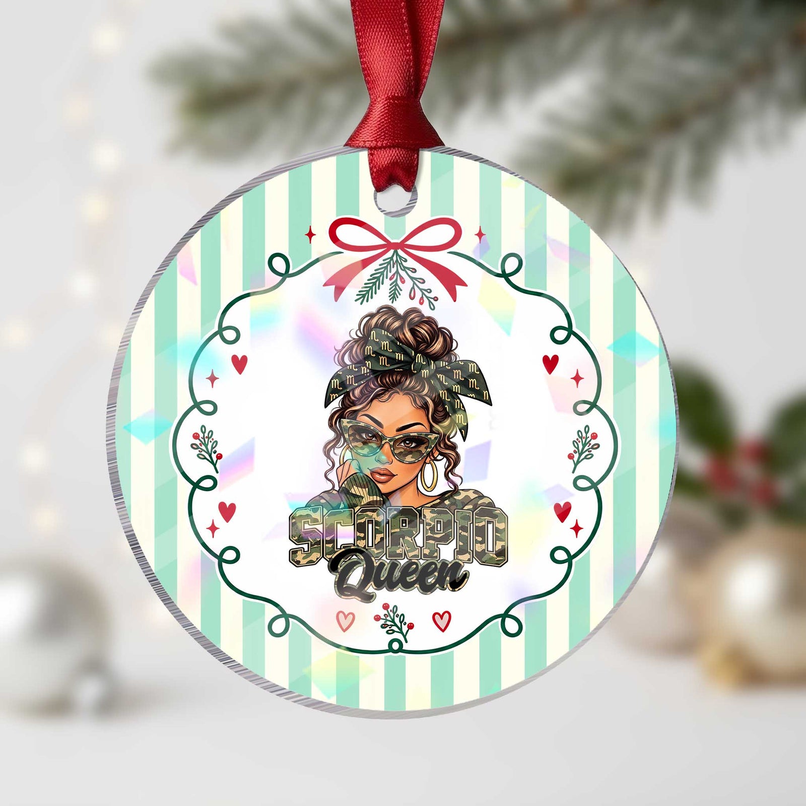 Scorpio Queen Holographic Acrylic Ornament November Birthdays Camo Zodiac Astrology Horoscope Gift