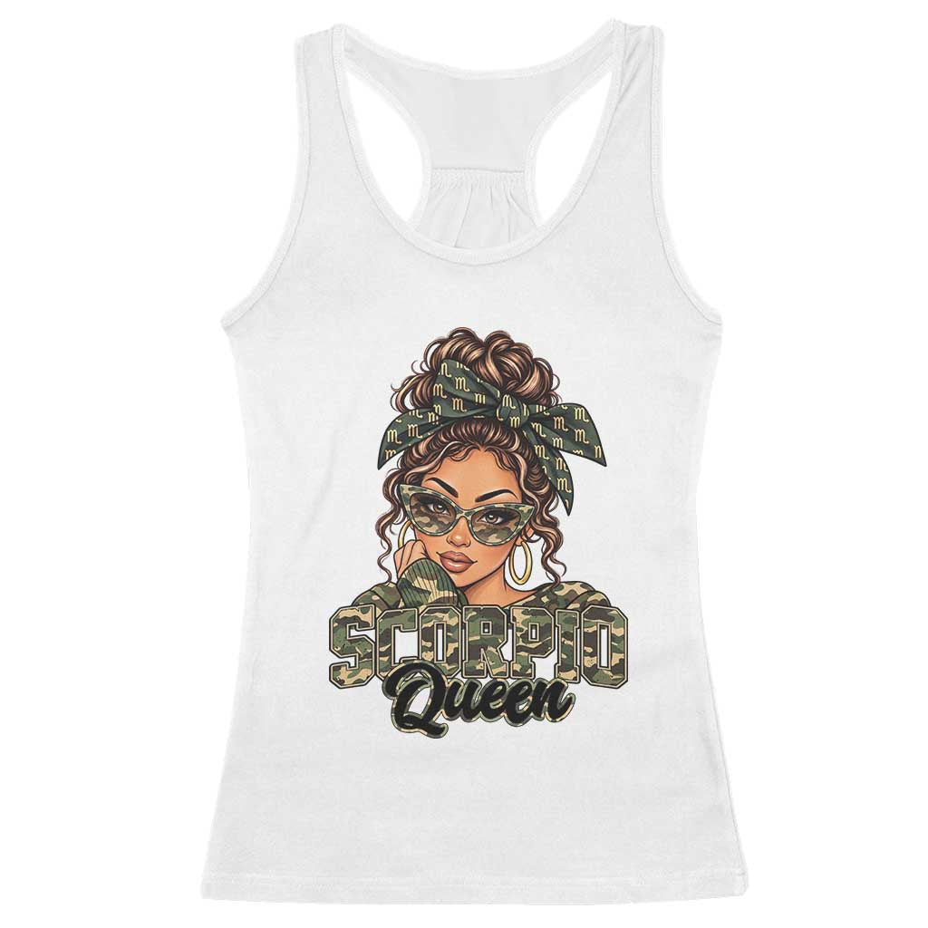 Scorpio Queen Racerback Tank Top November Birthdays Camo Zodiac Astrology Horoscope Gift