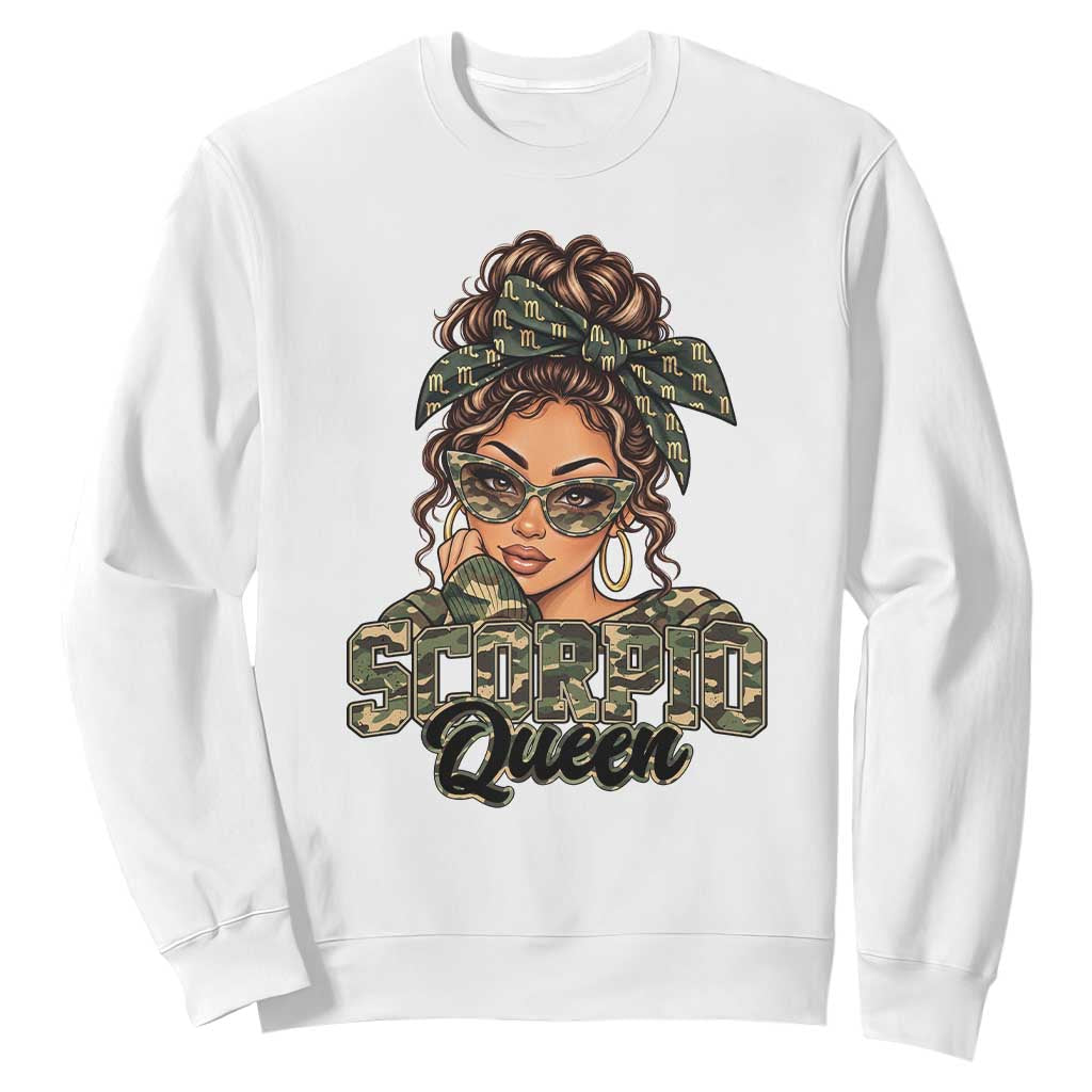 Scorpio Queen Sweatshirt November Birthdays Camo Zodiac Astrology Horoscope Gift