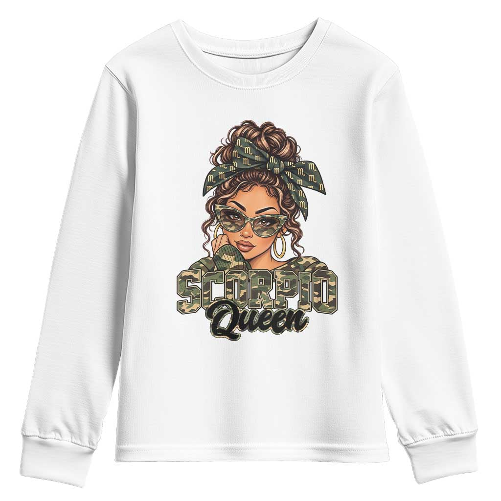 Scorpio Queen Youth Sweatshirt November Birthdays Camo Zodiac Astrology Horoscope Gift