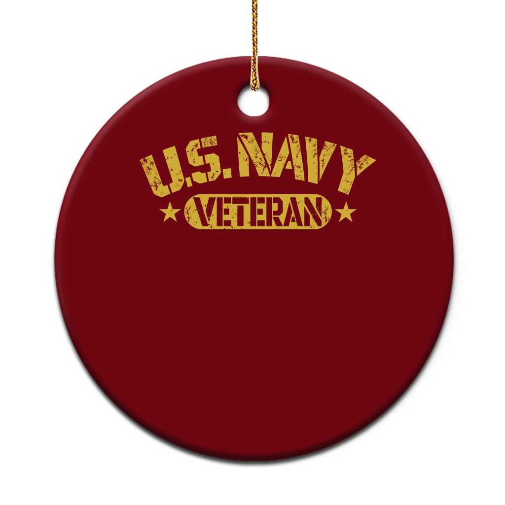 US Navy Veteran Ceramic Ornament Retired Military Distressed Yellow Stencil Stars Graphic