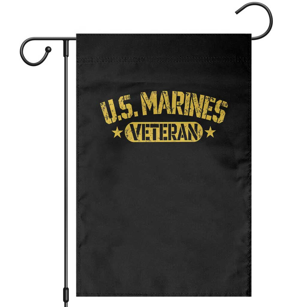 US Marines Veteran Garden Flag Retired Military Distressed Yellow Stencil Stars Graphic