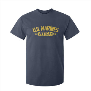 US Marines Veteran T Shirt For Kid Retired Military Distressed Yellow Stencil Stars Graphic