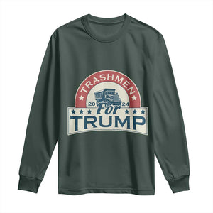 Trashmen For Trump 2024 Long Sleeve Shirt US Election 2024 Garbage Truck TS11 Dark Forest Green Print Your Wear