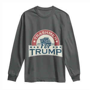 Trashmen For Trump 2024 Long Sleeve Shirt US Election 2024 Garbage Truck TS11 Dark Heather Print Your Wear