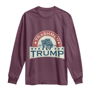 Trashmen For Trump 2024 Long Sleeve Shirt US Election 2024 Garbage Truck TS11 Maroon Print Your Wear