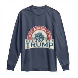 Trashmen For Trump 2024 Long Sleeve Shirt US Election 2024 Garbage Truck TS11 Navy Print Your Wear