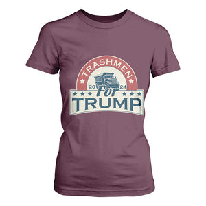 Trashmen For Trump 2024 T Shirt For Women US Election 2024 Garbage Truck TS11 Maroon Print Your Wear