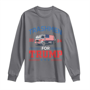 Trashmen For Trump 2024 Long Sleeve Shirt US Election 2024 Garbage Truck Star TS11 Charcoal Print Your Wear