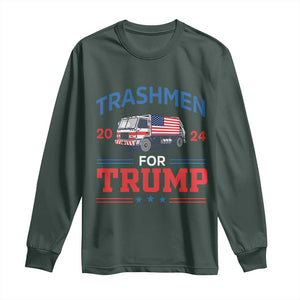 Trashmen For Trump 2024 Long Sleeve Shirt US Election 2024 Garbage Truck Star TS11 Dark Forest Green Print Your Wear