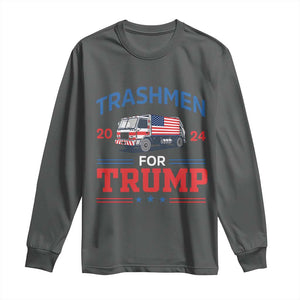 Trashmen For Trump 2024 Long Sleeve Shirt US Election 2024 Garbage Truck Star TS11 Dark Heather Print Your Wear