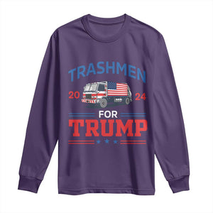 Trashmen For Trump 2024 Long Sleeve Shirt US Election 2024 Garbage Truck Star TS11 Purple Print Your Wear