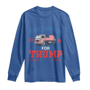 Trashmen For Trump 2024 Long Sleeve Shirt US Election 2024 Garbage Truck Star TS11 Royal Blue Print Your Wear