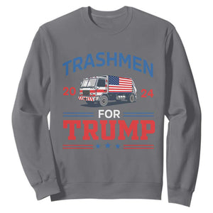 Trashmen For Trump 2024 Sweatshirt US Election 2024 Garbage Truck Star TS11 Charcoal Print Your Wear