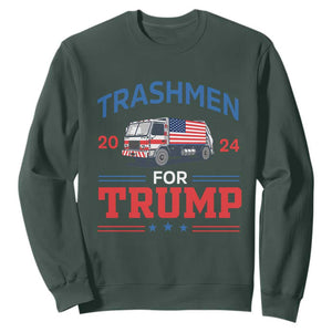 Trashmen For Trump 2024 Sweatshirt US Election 2024 Garbage Truck Star TS11 Dark Forest Green Print Your Wear