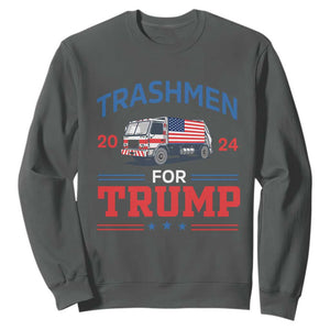 Trashmen For Trump 2024 Sweatshirt US Election 2024 Garbage Truck Star TS11 Dark Heather Print Your Wear