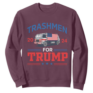 Trashmen For Trump 2024 Sweatshirt US Election 2024 Garbage Truck Star TS11 Maroon Print Your Wear