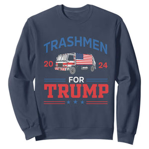 Trashmen For Trump 2024 Sweatshirt US Election 2024 Garbage Truck Star TS11 Navy Print Your Wear