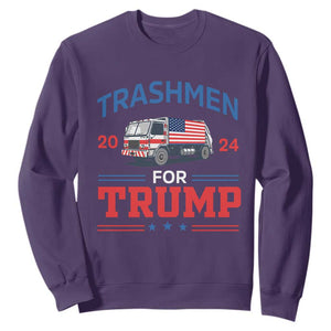 Trashmen For Trump 2024 Sweatshirt US Election 2024 Garbage Truck Star TS11 Purple Print Your Wear